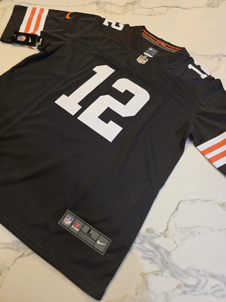 🔥 Shedeur Sanders 🔥 2025 克利夫兰布朗队球衣男式 LG — 第 4/4 张图片