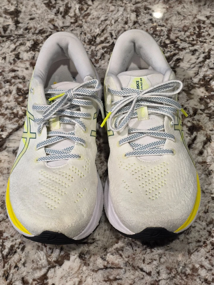 Zapatos para correr ASICS Gel-Kayano 29 para mujer talla 10 blanco amarillo usados una vez Foto 2 de 4