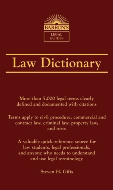 Law Dictionary by Steven H. Gifis PAPERBACK 9781438006956