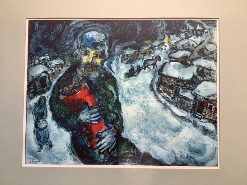 Marc Chagall Lithographie Le Vieux du Village Der alte im Dorf hi Glas gerahmt - Bild 3 von 4