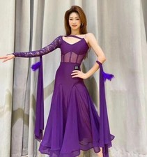 Professional Women Modern Dance Lace Maxi Dress Ballroom Performance Tango Waltz