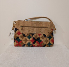 New Natural Cork Criss Cross Compact Crossbody Purse bag Sling 248 F
