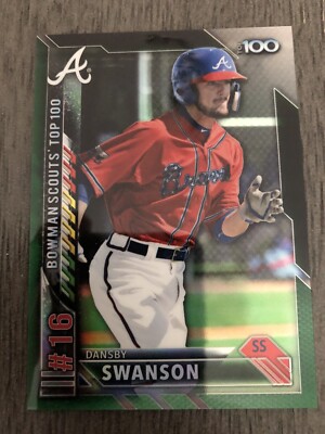 2016 Bowman Chrome Dansby Swanson Bowman Scouts Top 100 Green Refractor/99