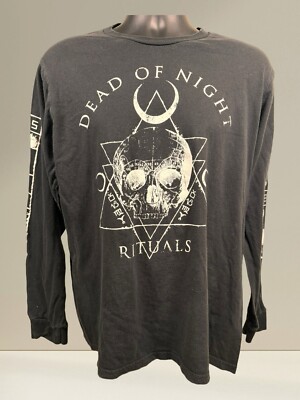 Dead of Night Rituals Hot Topic Long Sleeve Black Graphic T-Shirt Size Large
