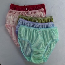 6 Bikini Panties Women Mens Nylon Vintage Silky Soft Light Briefs Hip 32"-38"L