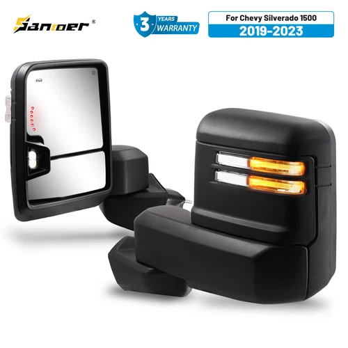 SANOOER Power Heated Manual Fold Tow Mirrors for 2019-2024 Chevy Silverado 1500