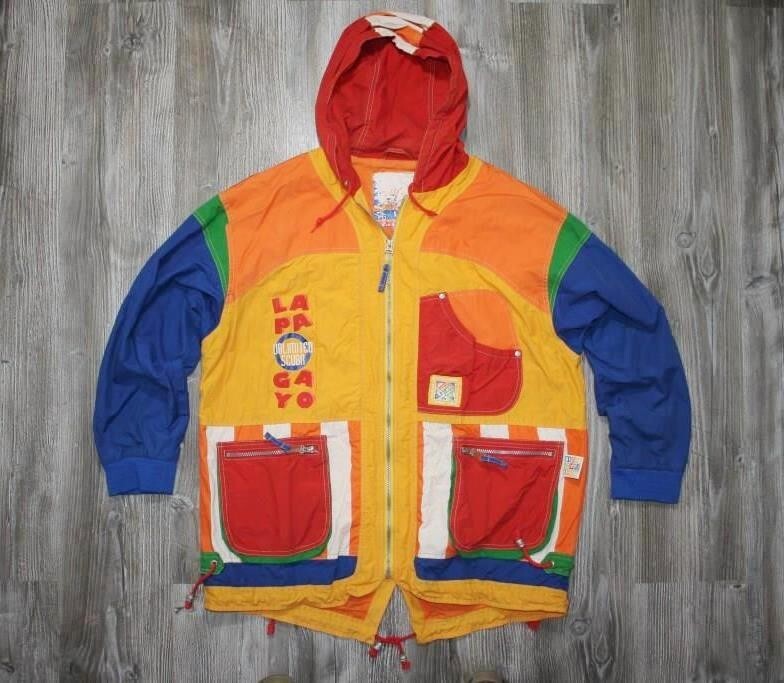 Lapagayo Vintage Jacket Nautical Hooded 90s Retro Collourfull Full