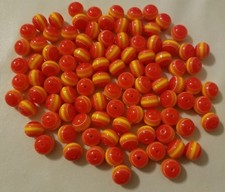 100 Red, Yellow, Orange Striped 12mm Round Resin Rainbow Beads Jewelry Crafts