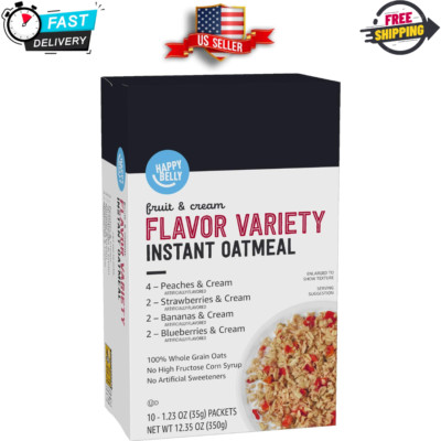 Happy Belly Instant Oatmeal, Fruit Cream Variety Pack,