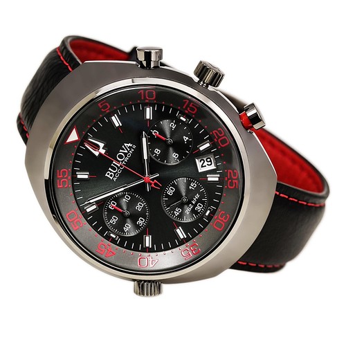bulova accutron ii mens 98b252 uhf lobster chronograph red