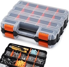 Double Side Tool Organizer Hardware Storage Box 34-Compartments Small Parts