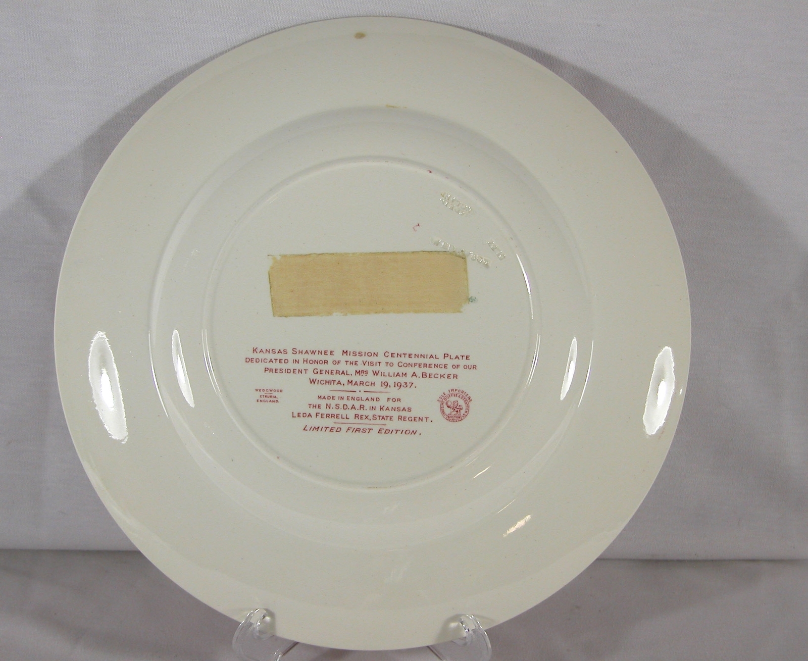 Wedgwood Plate NSDAR Daughters American Revolution Shawnee Mission