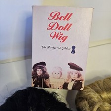Vintage Doll Wigs by Bell 15-16" Blond Pigtails Ribbons Plus Black Wig
