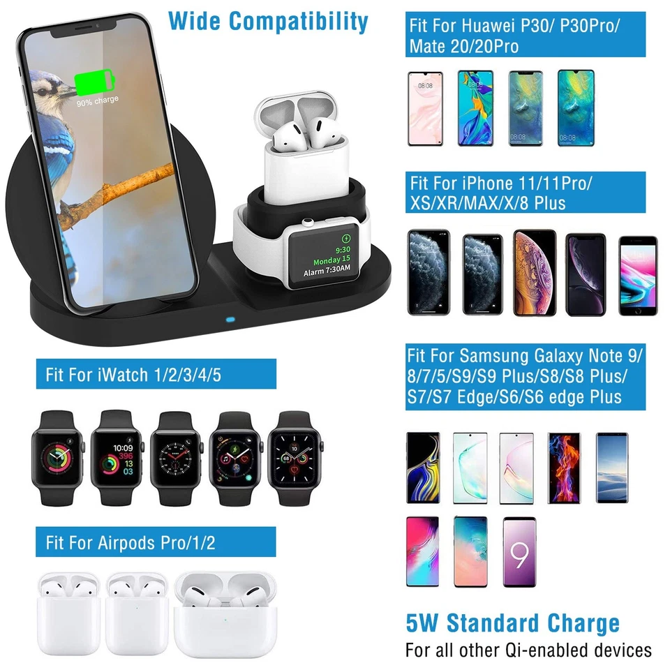 3 in 1 Charging Dock Charger Stand For Apple Watch Serie Air Pods iPhone Station - Image 2 of 4