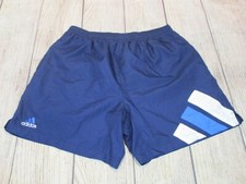 VTG 90s Adidas Big Logo 3 Stripes Polyester Blue White Athletic Shorts Large
