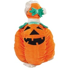 Large Orange Jack O Lantern Dog Costume with Pumpkin Cap Plush Pet Apparel