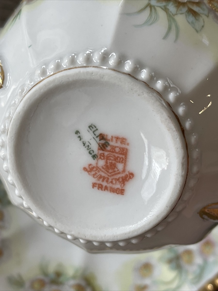 LIMOGES Elite Antique Limoges Teacup and saucer set Made in France