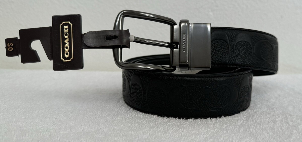 Coach Wide Harness Signature Leather Reversible Belt F55157 38mm