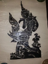 Rice Paper Thai Buddhist Hindu Temple Wat Authentic 3D Relief Rubbing 20" x 13"