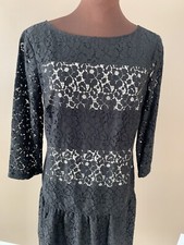 Ann Taylor Womens Dress 4 Black Lace NEW LBD Knee 3/4 Sleeve Lined Party Classy