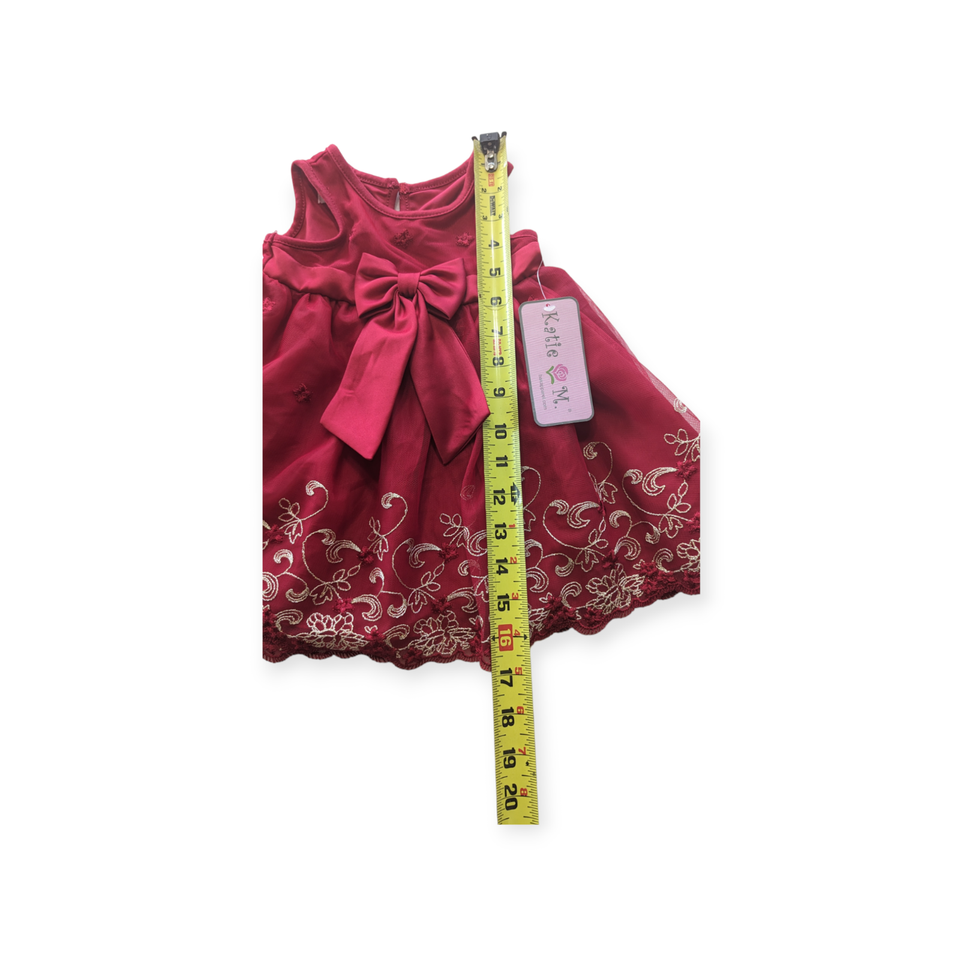 Girls Baby Katie M Dress Size 12 Months Embroidered Sheer Layered Red