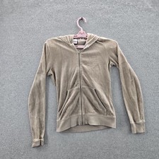 Juicy Couture Women Hoodie S Brown Long Sleeve Velour Track