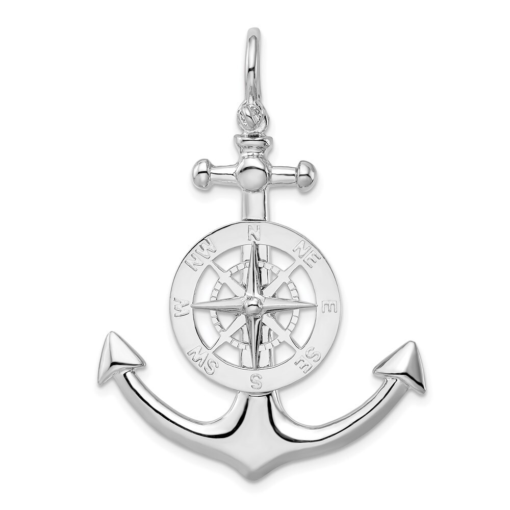Polished Wheel Bead Charm Rhodium-plated Sterling Silver Polished Wheel Bead Charm Rhodium-plated Sterling Silver