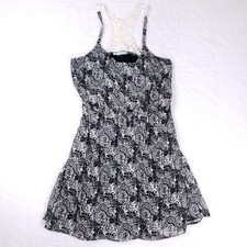 Maurices Boho Sundress Womens XL Black White Lace Back Sleeveless Cottagecore