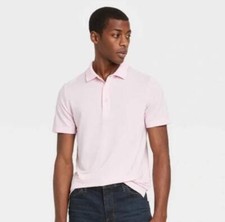 NEW NWT Mens Sz XL Pink Stretchy Moisture Wicking Athletic Polo Shirt GOODFELLOW