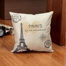 New Hold Cushion Cover Pillow Case Waist Pillow Cotton 17" Decor Eiffel Tower