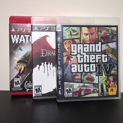 PS3 GAME LOT GTA IV, Dragon Age 2, Watch Dogs (Sony, Playstation 3)