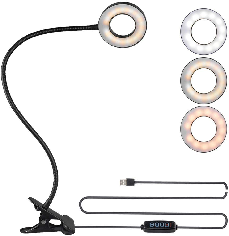 Ring Light LED Desk Light with Clamp for Video Conference Lighting Reading Light-image