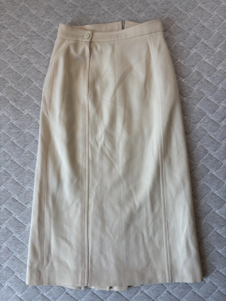 Falda Escada Mujer 36 EE. UU. 8 Beige Lana Cintura Alta Bolsillos Plisados Hecha en Alemania Foto 2 de 4