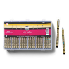 SAKURA Pigma Micron Fineliner Pens Archival Black Ink Assorted Sizes 72 Count