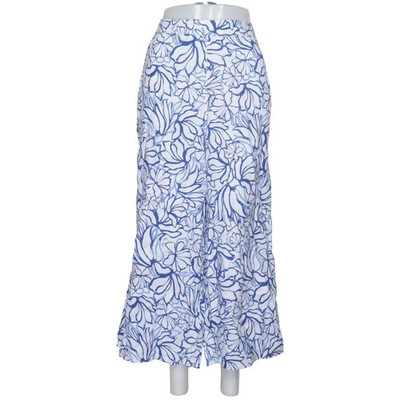 Martha Stewart, Culotte, Größe: XL, Blau/Weiß, Leinen, Blumen, Damen #dpm