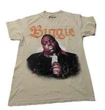 Image of The Notorious B.I.G. Biggie Smalls Graphic T-Shirt Tan Size M Hip Hop Rap Tee