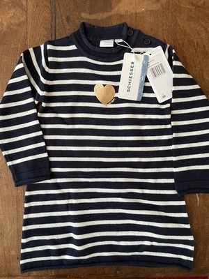 Süßes Schiesser Strickkleid, Größe 80, dunklelblau weiß gestreift