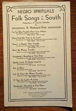 Nathanial Dett ~ Negro Spirituals Folk Songs of the South 1931 Sheet Music