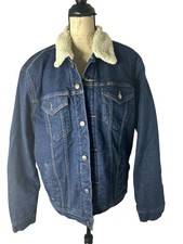 Levis Denim Trucker Jacket Womens L Sherpa Lined Signature Gold Snap NWOT