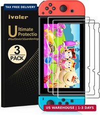 3 Pack Screen Protector Tempered Glass for Nintendo Switch, Tran