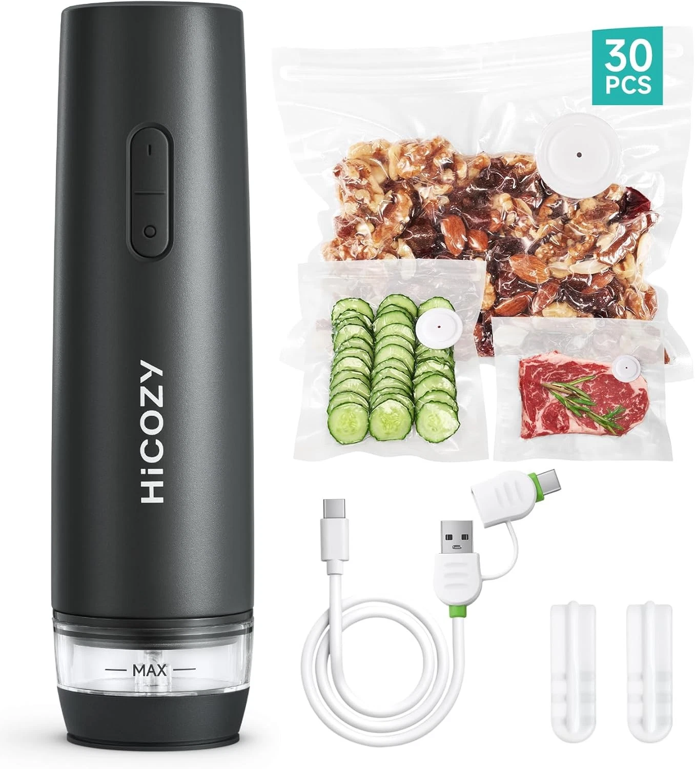 Compact Vacuum Sealer Food W/ Visible Water Tank Portable Handheld Vacuum Sealer