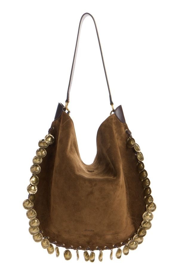 Isabel Marant Ladies Bag Suede Oskan Soft Medallion Hobo Bronze Women Rare Desig