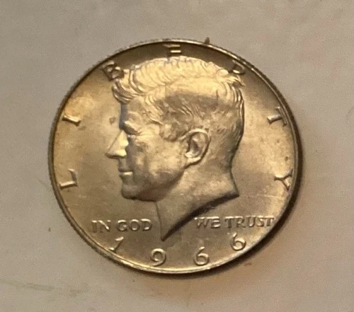 1966 Kennedy half dollar in good condition 40% silver
