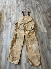Carhartt Brown Bib Overalls W/Nail Apron Carpenter Duck R28 42 x30 Rare