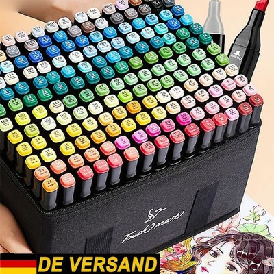 80-Farben Marker Stifte Set mit Doppelköpfiger, Alkoholmarker Set mit Tasche DE