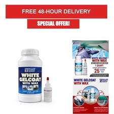 White Marine Gelcoat with Wax UV Resistant Fiberglass Repair Quart Kit