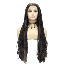 Kalisa Black/Brown Highlight Braid Wig 26" Micro Braided Lace Front Afro