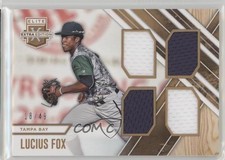 2017 Panini Elite Extra Edition Quad Materials Holo Gold 18/49 Lucius Fox 4l3