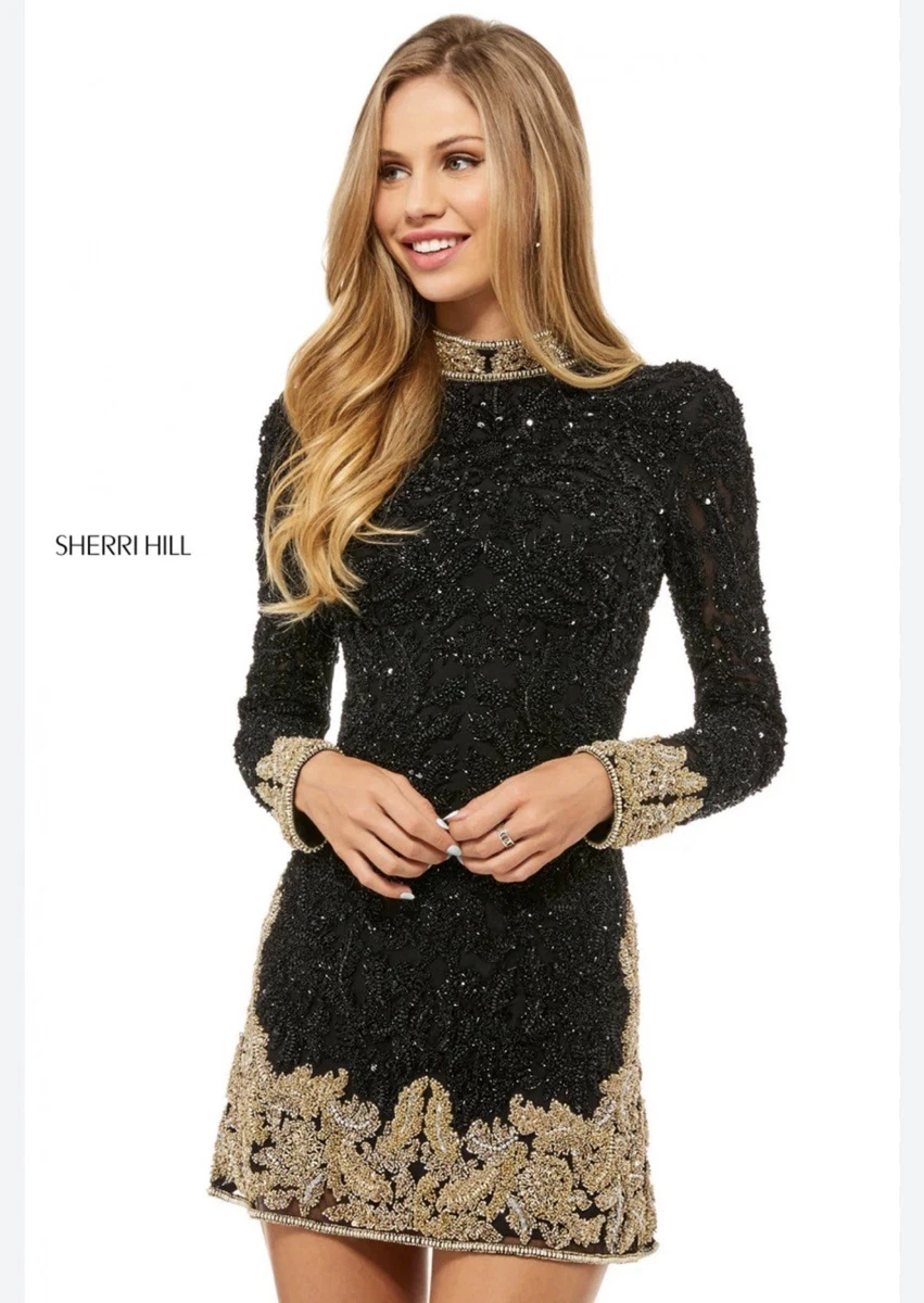 gold and white dress long Sherri Hill 57652 Dress | Sherri Hill Dresses main image 1