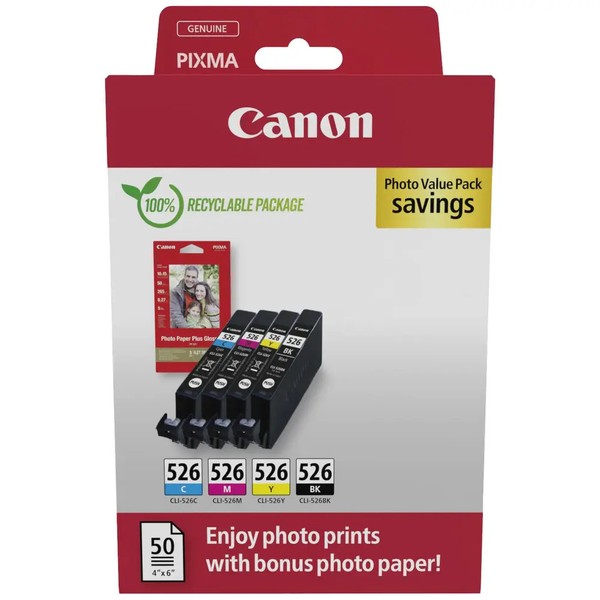 Canon Druckerpatrone CLI-526 Bk/C/M/Y Photo Value Pack Original Kombi-Pack-image